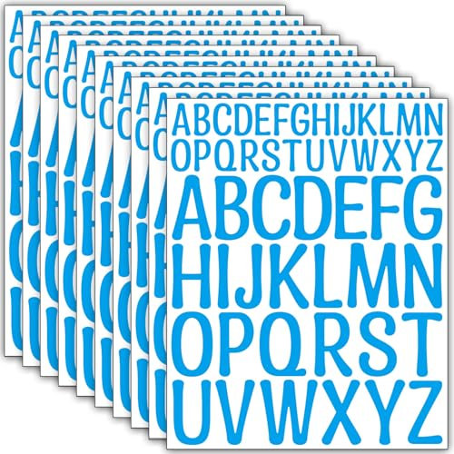 10 Blätter 520 Stück Buchstaben Aufkleber,25 mm + 50 mm Selbstklebende Buchstaben Klebebuchstaben Wetterfest Alphabet für Scrapbooking,Briefkaste,Schilder,Tür,Hausnummer,Adressnummer,DIY (Blau)