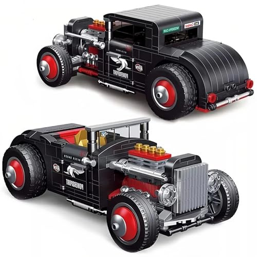 Technology Classic Retro Car Building Block Set, 452 Pieces Pull-back Vintage Car Building Kit, Collectible SportsCar Building Model Kit, RaceCar Construction Toys for Adults Teen