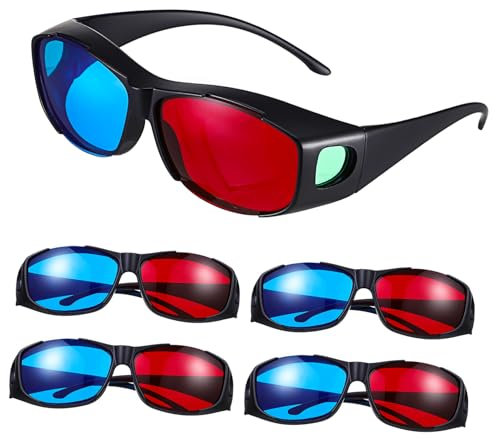 Lunettes 3D Télévision Rouge et Bleu, 5 Pcs en Plastique
