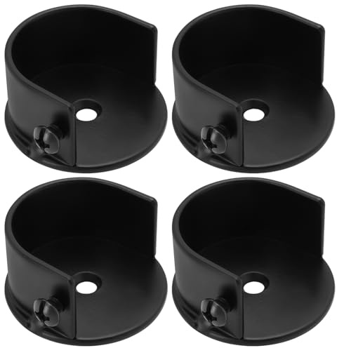 VGOL 4 Stücke Fensterdekoration Römische Stange Flansch Basis Vorhangstange mit Verstellbarer Schraube U Förmiger Stecker für 28mm Stange Schwarz