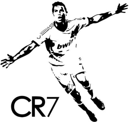 FußballstarsPoster Wandtattoo CR7 Schild Vinyl Aufkleber Sport Fußballspieler Fan Geschenk für Zuhause Zimmer-S-42x44cm-Black