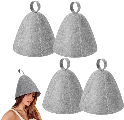 4 Stück Saunahut,Saunamütze Herren,Sauna Mütze,Sauna Hut,Filz Saunakappe Für Damen Und Herren,Saunahut Filz Sauna Hut,Für Saunaliebhaber Ein Wellness Erlebnis (Grau)