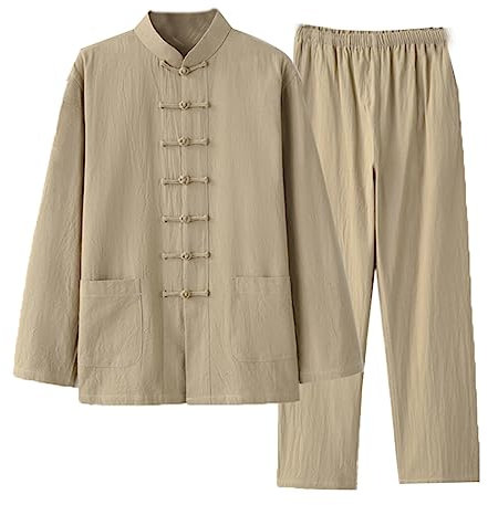 GZKDKZB Tang-Anzug für Herren, traditionelle Kleidung, Kampfsportanzug, Kung-Fu-Uniformen, Baumwolle und Leinen, Tai-Chi-Kleidung, Zen-Meditationsuniform, langärmeliges Hemd und Hose