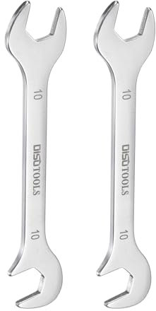 sourcing map 2pcs Super-Thin Open End Wrench 10mm Metric Double Open-End Wrench 30Cr13 Stainless Steel Quenching Polish Spanner with 15°and 75° Angled for Auto Repairs