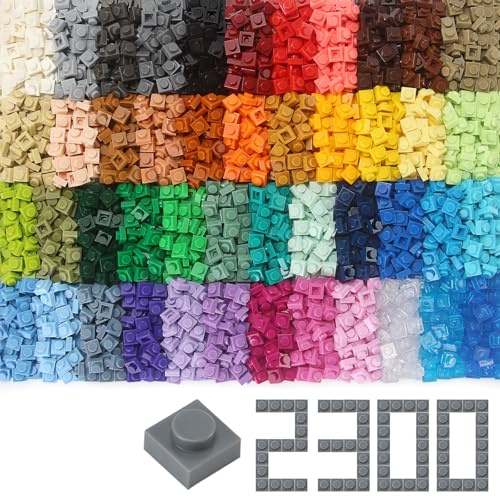 Feleph Basic Stück Platte 1x1 Noppen 46 Farben Classic Teile Set Kompatibel mit 3024 Baukasten, kreative Spielblöcke, Spielzeugzubehö für Kinder