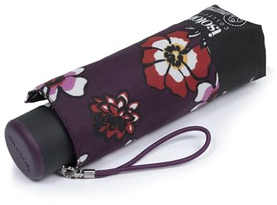 Isotoner Mini Faltschirm Damen Blumen Stiefmütterchen, Stiefelblüten