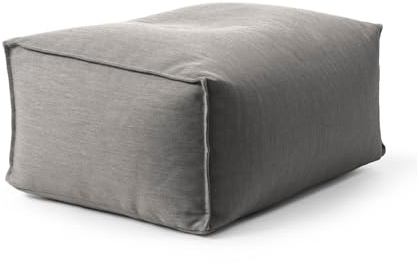 mokebo® Outdoor Pouf o. Hocker für Balkon & Garten 'Der Ruhestifter' Sitzhocker eckig, Bodenkissen, Sitzwürfel, Sitzpouf, Fußhocker & Beistelltisch mit EPS-Perlen Füllung in Steingrau