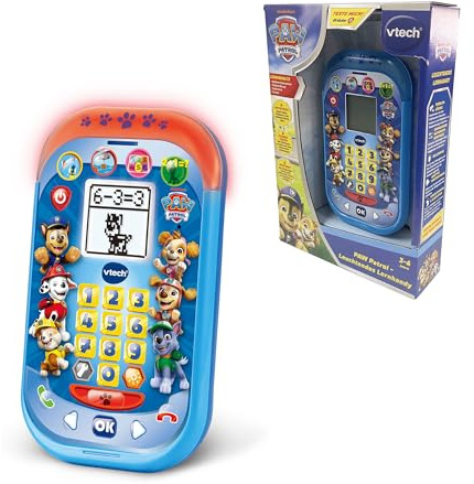 VTech PAW Patrol - Leuchtendes Lernhandy – Interaktives Handy mit Lernspielen zu Mathematik, Gedächtnis und mehr, LCD-Display, Klingeltönen und integriertem Mikrofon – Für Kinder von 3-6 Jahren