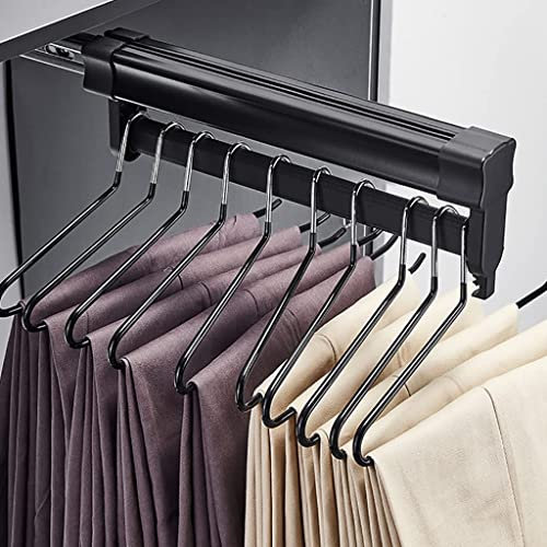 AISNXOQI Ausziehbare Kleiderstange Schwarz, ausziehbare Hosenbügel, Kleiderstange, verstellbar, 26-61 cm, Kleiderstange, belastbar 25 kg (Size : 56cm/22inch)