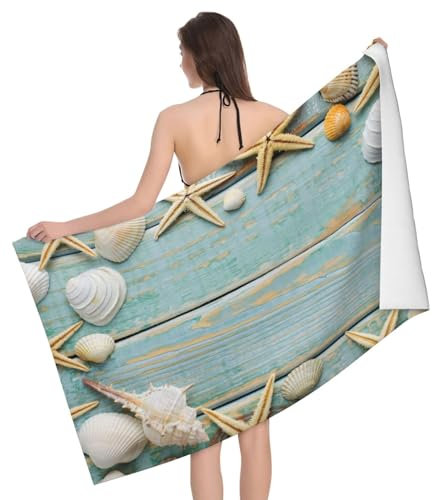 Mikrofaser Strandtuch Strandmuscheln Badehandtuch Bedruckt Duschtücher Männer Pool Badetuch, Für Schwimmbad, Schwimmen, Picknick, 80x130cm