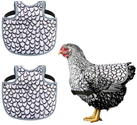 Hühner-Sättel für Hühner, bequeme und leichte Schürzen für Hühner, Schwarz und Weiß, 2 Stück