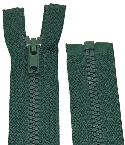 Kunststoff Plastik Krampe, Reißverschluss für Jacken - teilbar / 60 cm - 90 cm (890 Grün, 60 cm)