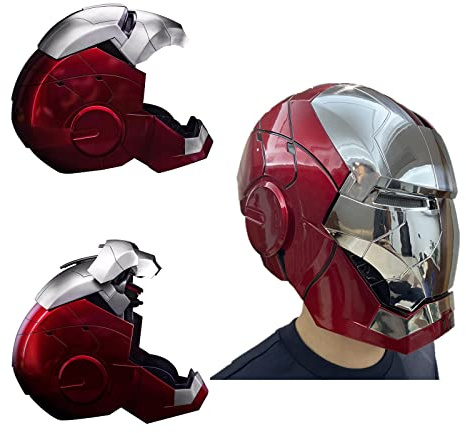 QCFGJBJK Cos Play Helmet Mk5 1:1 Wearable Superhero Helmet English Voice Control, Electric Opening and Closing Mask with Touch Sensor, Movie Role-playing Halloween