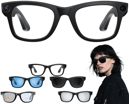 Générique CyanVue AI Smart Glasses, Smart Glasses with Camera and Bluetooth, 800W Camera & 1080P,AI Translator, Voice Assistant UV Protection,Anti-Blue Light Glasses Everyday Wear (Anti-Blue Light)
