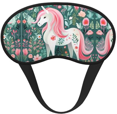 WZYCWB Schlafmaske, Motiv: Einhorn mit rosa Haaren, volle Abdeckung, lindert Ermüdung der Augen