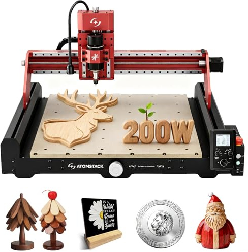 ATOMSTACK C4 Pro 200W Spindel CNC Fräsmaschine 4-Achsen Unterstützung, CNC Fräs- & Graviermaschine, 420×420mm Arbeitsbereich, 70% PRE-ASSEMBLED Offline-Steuerung, für Holz, Kunststoff, Aluminium