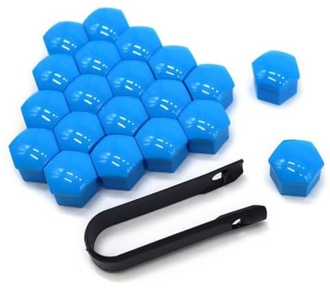 DOKRIN Bolt & Nut Covers for Cars, copricerchi 20 pezzi da 17 mm Copribulloni Ruota Universali Copridadi Ruota con 1 Strumento di Rimozione Copridadi Ruota (Blu)