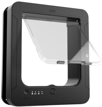 Quorvex Porta Per Cani Con Microchip - Cancello Elettronico Con Blocco 4 Vie, Telecomando E 2 Collari Sensore Per Pet - Porta Per Gatti Con Controllo Accessi - Per Interni Ingresso Parete Patio