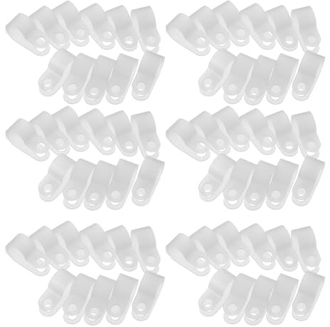 CONGARTENO 200 Pezzi Clip per Luci a Corda con Viti Morsetto a Clip Tipo R 132 MM in Plastica Bianca per Fissaggio Cavi da 1/2 per Organizzazione Cavi da Esterno e Interno