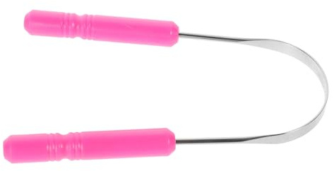 TEHAUX Puliscilingua in Acciaio Inox 304 Design Curvo, Raschietto Linguale Ergonomico Portatile per Adulti, Strumento per Igiene Orale Domestica e Prevenzione Alito Cattivo, Facile