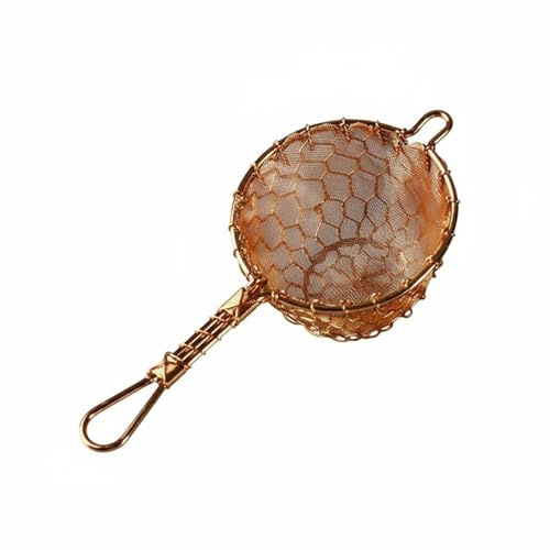 Amagogo Colador Industrial de Cobre Artesanal Malla Fina Accesorio de Cocina Utensilio Ergonómico con Mango Reforzado Adecuado para de Té Hogar Oficina, Poema Floral