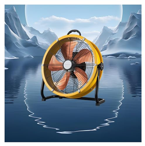 PQPQLI Ventilatore industriale da pavimento 50cm, 3 velocità | Motore in rame, pale in alluminio e cavo 2,8m per officina e garage(Yellow,12in)