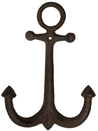 zeitzone Garderobenhaken Anker Groß Maritim Gusseisen Antik-Stil Braun 18,5cm