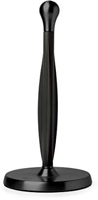 Umbra Tug Modern Stand Up Paper Towel Holder – Easy One-Handed Tear Kitchen Paper Towel Dispenser with Weighted Base for Standard Paper Towel Rolls, Metallic Black