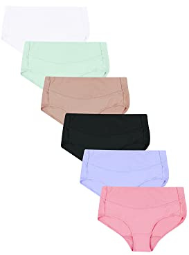 Hanes Womens Panties Pack, Smoothing Microfiber No-show Underwear, (Colors May Vary) Briefs, Assorted Colors, 6-pack High-waisted Briefs, 6 US