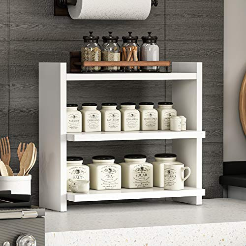 Homidea ZEN Gewürzregal mit 3 Etagen - Küchenregal Holz Gewürzschrank Regal für Gewürze - vielseitiger Organizer für Küche Bad Büro (Weiß)