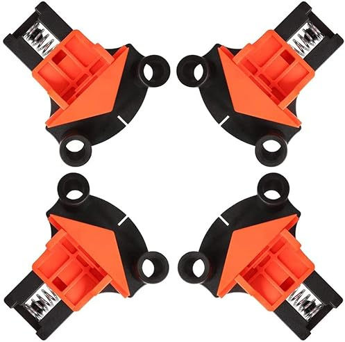 4 Stück Eckspanner, Winkelspanner 90 Grad, Rahmenspanner Set, Zwingen Klemmen & Spanner Klein Rechtwinklige Eckklemme für Holzwerkzeug Profi Eckenspanner Einhandzwingen Gehrungswinkel Kantenzwinge Set