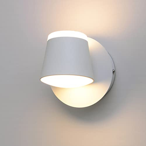 sxysxysxy Wandlampe mit Schalter innen Wandleuchte LED 8W modern Wandbeleuchtung aus Aluminium Eisen Wandstrahler für Schlafzimmer Wohnzimmer Flur Treppenhaus Warmweiß 3000K 12 * 12cm,Weiß