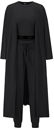 Les umes 3-teiliges Trainingsanzug-Set für Damen Cardigan vorne offen Tanktops Palazzo-Hose Lounge-Set