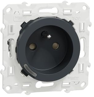Schneider Electric - Wiser Odace - Prise 2P+T connectée - 16A - zigbee - Anthracite - S540559