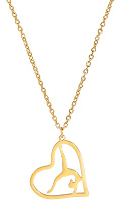 TEAMER Pendentif de gymnastique Collier de gymnastique tendance Bijoux de ballerine de sport pour les femmes et les filles pour l'anniversaire de Noël (Style 3-Or)