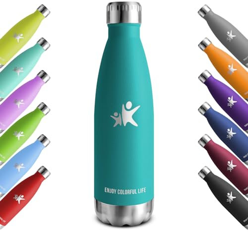 KollyKolla Thermosflasche, 500ml, Trinkflasche Edelstahl Kohlensäure Geeignet, BPA-frei Isolierflasche, Auslaufsicher Thermoskanne, Wasserflasche für Fitness, Schule, Sport, Gym, Sprudel, Outdoor