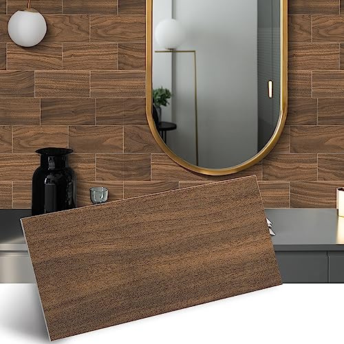 Alwayspon Vinyl-Wandfliesen-Aufkleber in Holzoptik, selbstklebende Spritzschutz, schäumende selbstklebende Rückseite, Aufkleber für Küche, Badezimmer, Wand, 32 Stück