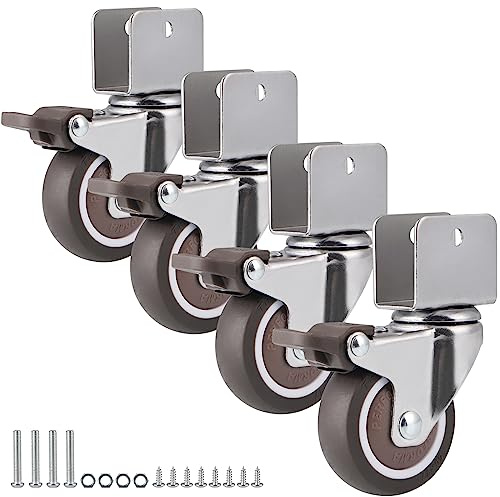 Skelang 4 ruedas giratorias, rueda silenciosa de 50 mm con placa en forma de U, ruedas de TPE para soporte de plantas, gabinete, cuna, capacidad de carga total de 108 kg