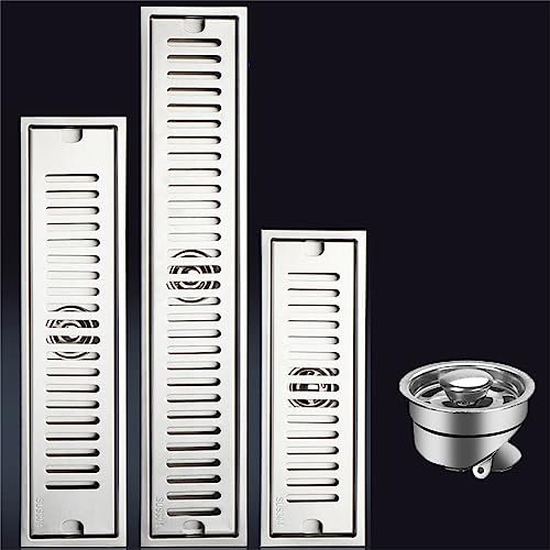 Duschrinne Edelstahl Ablaufrinne, Bodenablauf Dusche Duschablauf Sehr Flach Duschabfluss Duschablaufrinne Duschrinne für Küche, Bad, Dusche, Garage und Keller(Size:120cm,Color:Seitenentwässerung)