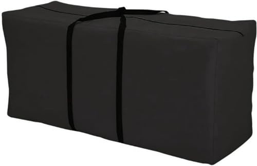 Bolsa de Almacenamiento para Cojines Jardín, Impermeable, Resistente a Los Rayos UV, Tejido Oxford Resistente a Desgarros, con Asa de Transporte, Incluye Bolsa de Almacenamiento (122x39x55cm, Negro)