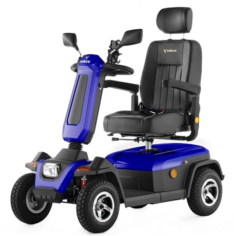 Veleco ® Sharpy Komfort 4 Rad Seniorenmobil Mit Straßenzulassung, Vollfederung, Led-beleuchtung, Sicher Und Robust Elektromobil (Blau)