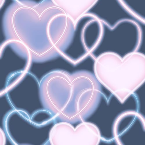 Arthouse Modern Neon Heart Lights Wallpaper for Girls Bedrooms Living Rooms, Feature Walls Kids Bedroom Navy/Pink (925605)