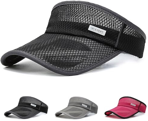 Ivedin | Solskyddsmössa för män och kvinnor | Mycket robust härdat brett visir | Mesh ihålig brätte för maximal ventilation | Elastisk passform med klämstängning, svart, one size