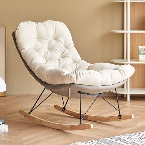 TINGMIAN Schaukelstuhl Wohnzimmer Und Schlafzimmer Schaukelstuhl Stoff Im Mid-Century-Stil, Relaxsessel Mit Stahlbeinen Und Weicher Polsterung, Ergonomisches Design(Grey)