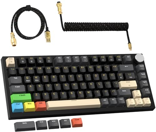 LexonElec x ATTACK SHARK K85 75% Wired Mechanische Tastatur, Magnetic Switch, Rapid-Trigger, Cloud Driver, LIGHTSYNC RGB-Backlit, QWERTY Gaming Tastatur mit Coile Cable & Knopf für Win/Mac-Color Schwa