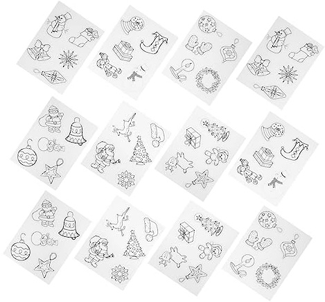 WOONEKY 12pcs Christmas Heat Shrink Sheets Shrinky Films Christmas Patterns for Boys and Girls' Craft and Decorative Ornaments