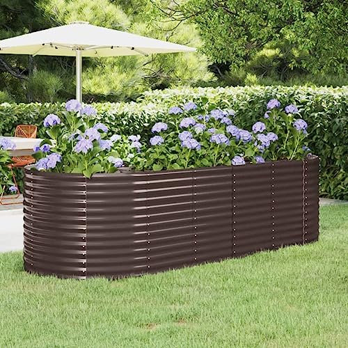 Home & Garden Item-Garden Raised Bed Powder-Coated Steel 249x100x68 cm Brown