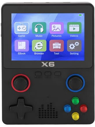 X6 Handheld-Spielekonsole mit 32G-Karte, Retro-Gaming-Konsole, 3,5-Zoll-Small-Videospiel-Emulator – 11 Emulatoren Unterstützt, über 10.000 Spiele Vorinstalliert (Black)