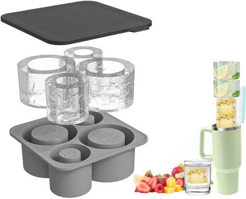 JOYSKY Eiswürfelformen für Trinkbecher,4 Stück Silikon-Hohlzylinder-Eisform mit Deckel für Gefrierschrank, Eisgetränk, Saft, Stanley Cup Original, kompatibel mit 20-Unzen-,30-Unzen-,40-Unzen (Schwarz)