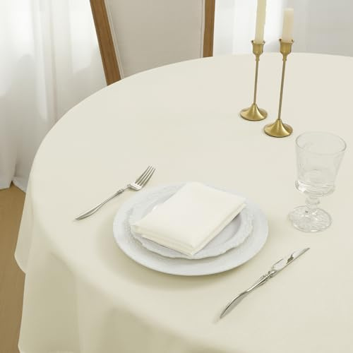 Romanstile Tovaglia Rotonda 120 cm Beige Antimacchia Elegante e Moderna da Esterno, Primavera, Tovaglia per 2–4 Posti, per Tavolo da Caffè, Sala da Pranzo, Cucina, Pasqua e Giardino